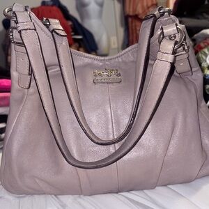 Coach Madison Maggie All Leather Hobo Style Shoulder Bag In Grey